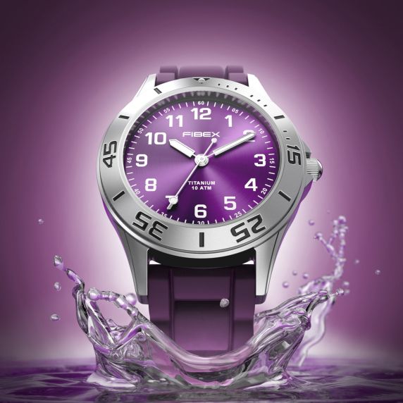 Allergie-vriendelijke zwemhorloge titanium violet | FIBEXTIA02