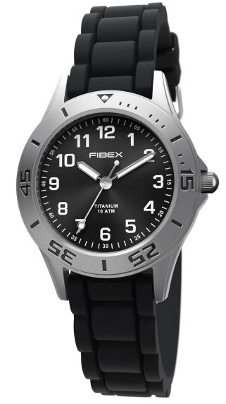Elegante zwemhorloge titanium zwart-zilver | FIBEXTIA08