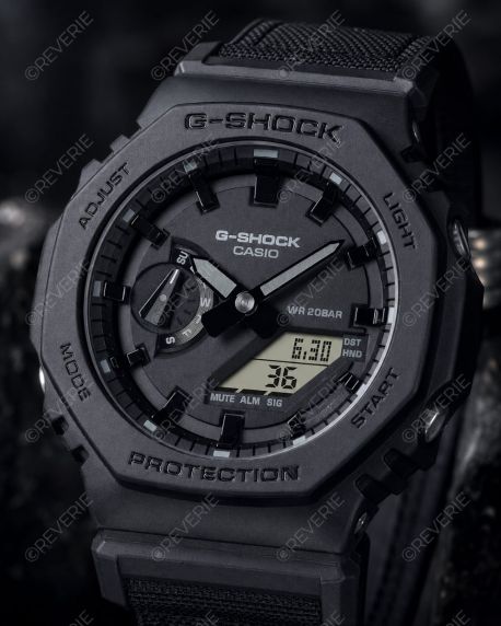 Militaire G-SHOCK zwart Carbon Core Guard horloge met Cordura band | GA-2100BCE-1AER