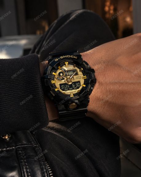 Zwart & goud ana-digi G-Shock horloge met stoere uitstraling | GA-710GB-1AER
