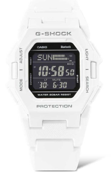 G-SHOCK ultra-slanke witte digitale horloge met Bluetooth en stappenteller | GD-B500-7ER