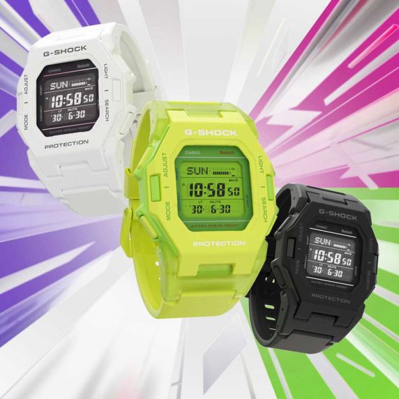 G-SHOCK ultra-slanke witte digitale horloge met Bluetooth en stappenteller | GD-B500-7ER