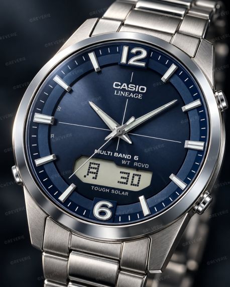 LINEAGE titanium radio solar horloge met saffierglas en blauw design | LCW-M170TD-2AER