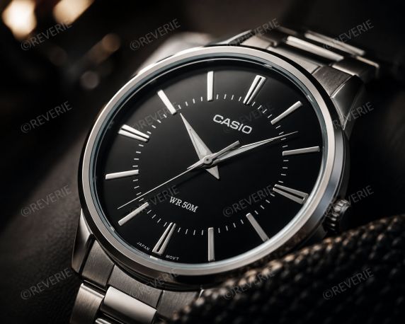 Zakelijk horloge met stalen armband en zwarte wijzerplaat | MTP-1303PD-1AVEG