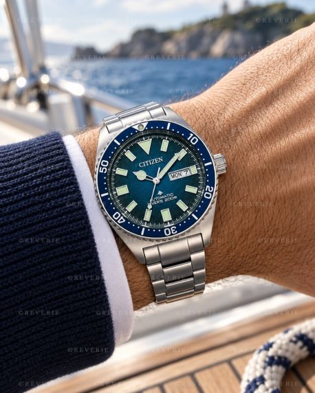 Citizen Promaster automatisch duikhorloge met blauwe wijzerplaat en stalen band | NY0129-58L