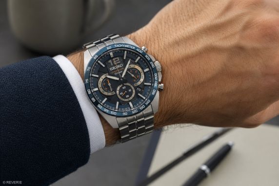 Seiko Mens Chronograph Blue Steel 43mm