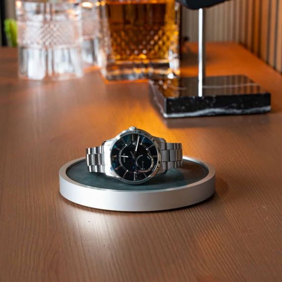 MORELUND Watchmat in Grey Aluminum/Black Leather MO2403