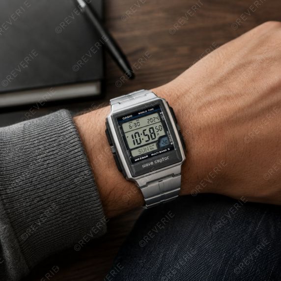 Radiogestuurde digitaal horloge van roestvrij staal met wereldtijd | WV-59RD-1AEF